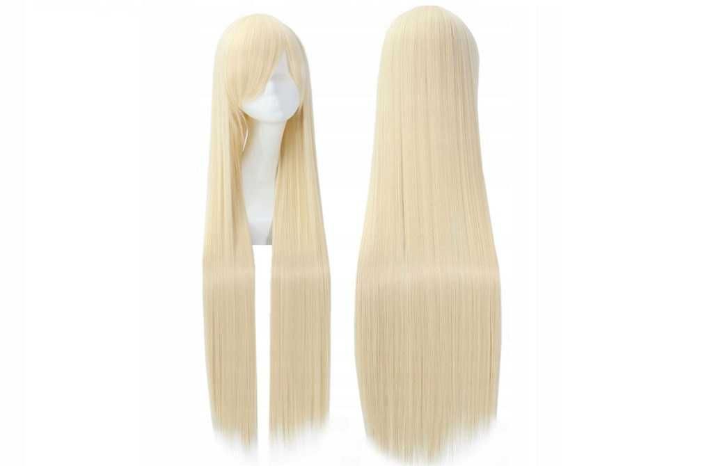 Peruka cosplay anime 100cm blond długa prosta grzywka