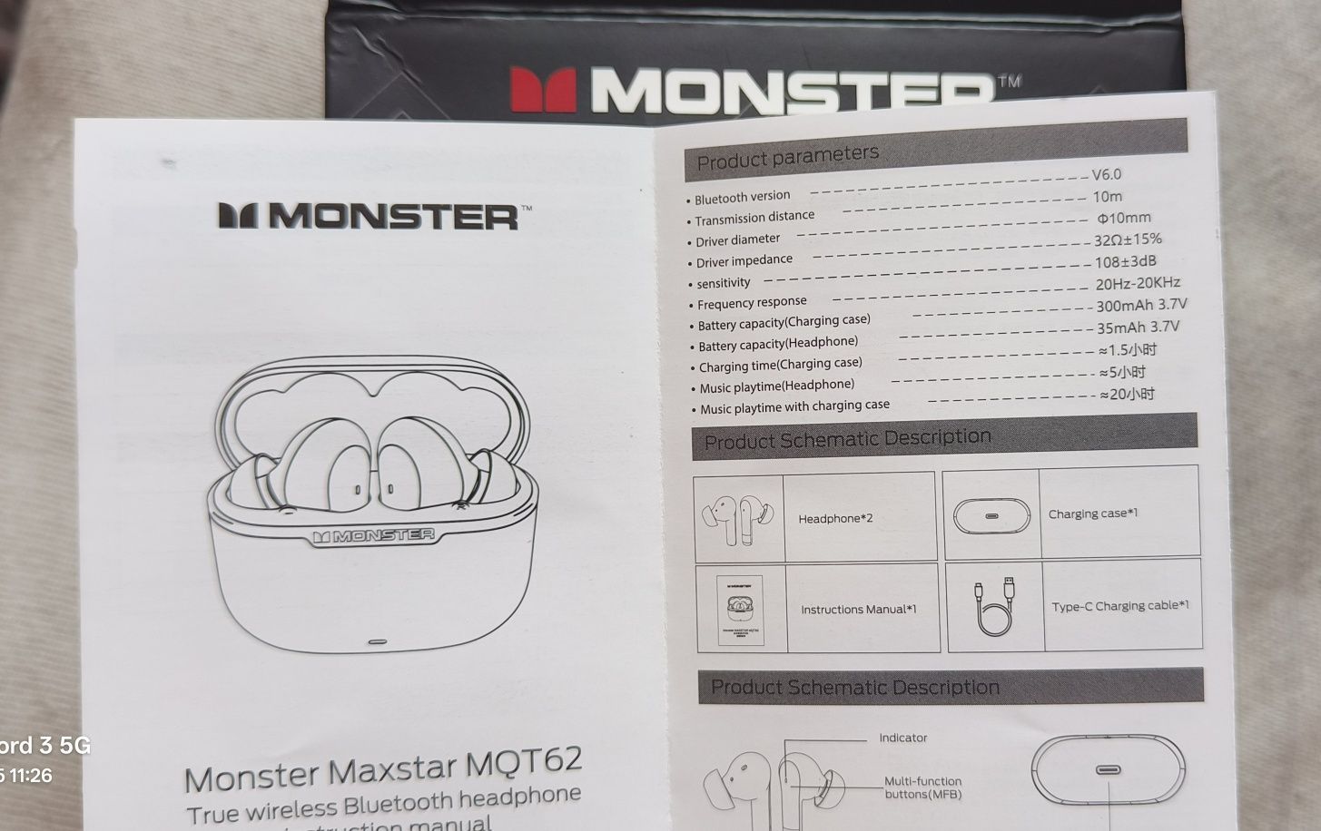 Monster MaxStar Bluetooth V6.0!!! Mega Bas [Czarne]