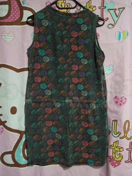 Siwa sportowa sukienka w duże kolorowe kółka, rozmiar 40