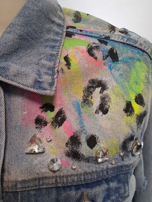 Kurtka jeans ręcznie malowana nowa rozm.L