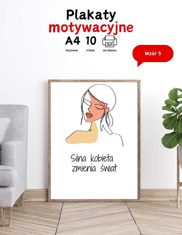 Plakaty motywacyjne na ścianę Line ART do biura A4 do druku