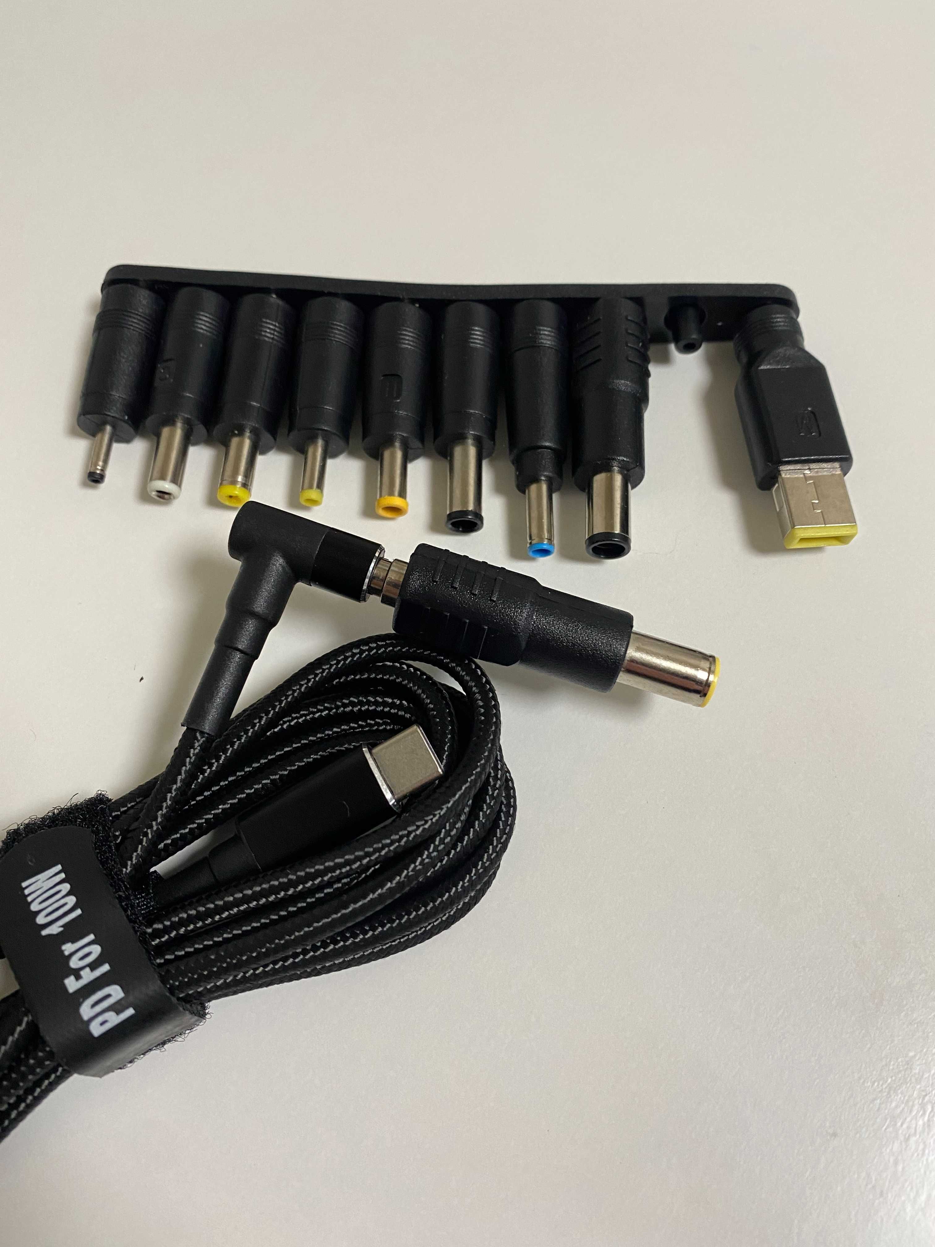 Кабель живлення для техніки 100W Type-C to DC 5.5х2.5 з перехідниками