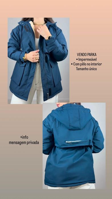 Parka azul impermeável