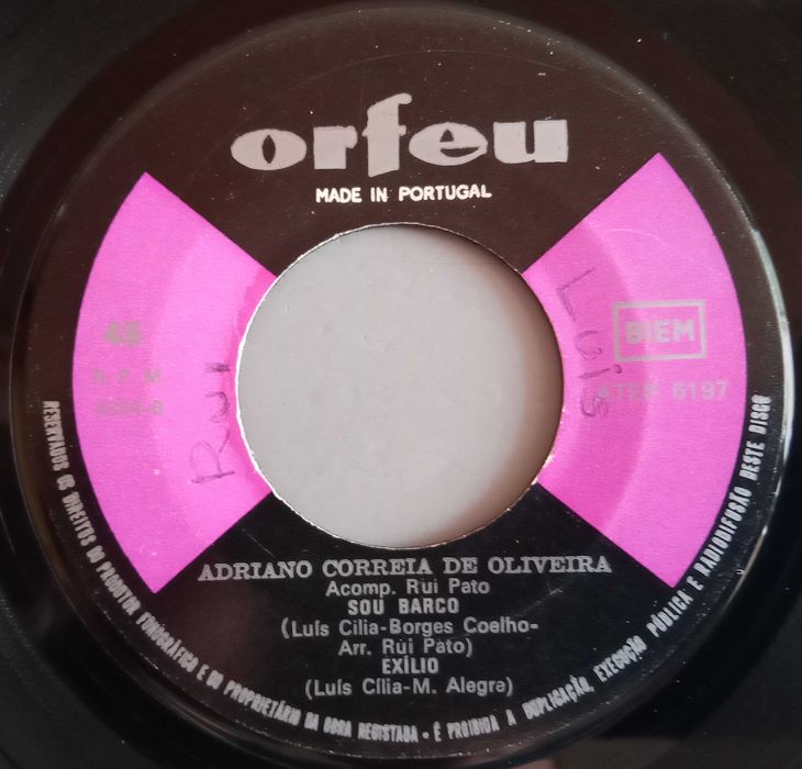 Adriano Correia de Oliveira - - - - - Para Que Quero Eu Olhos - - - EP