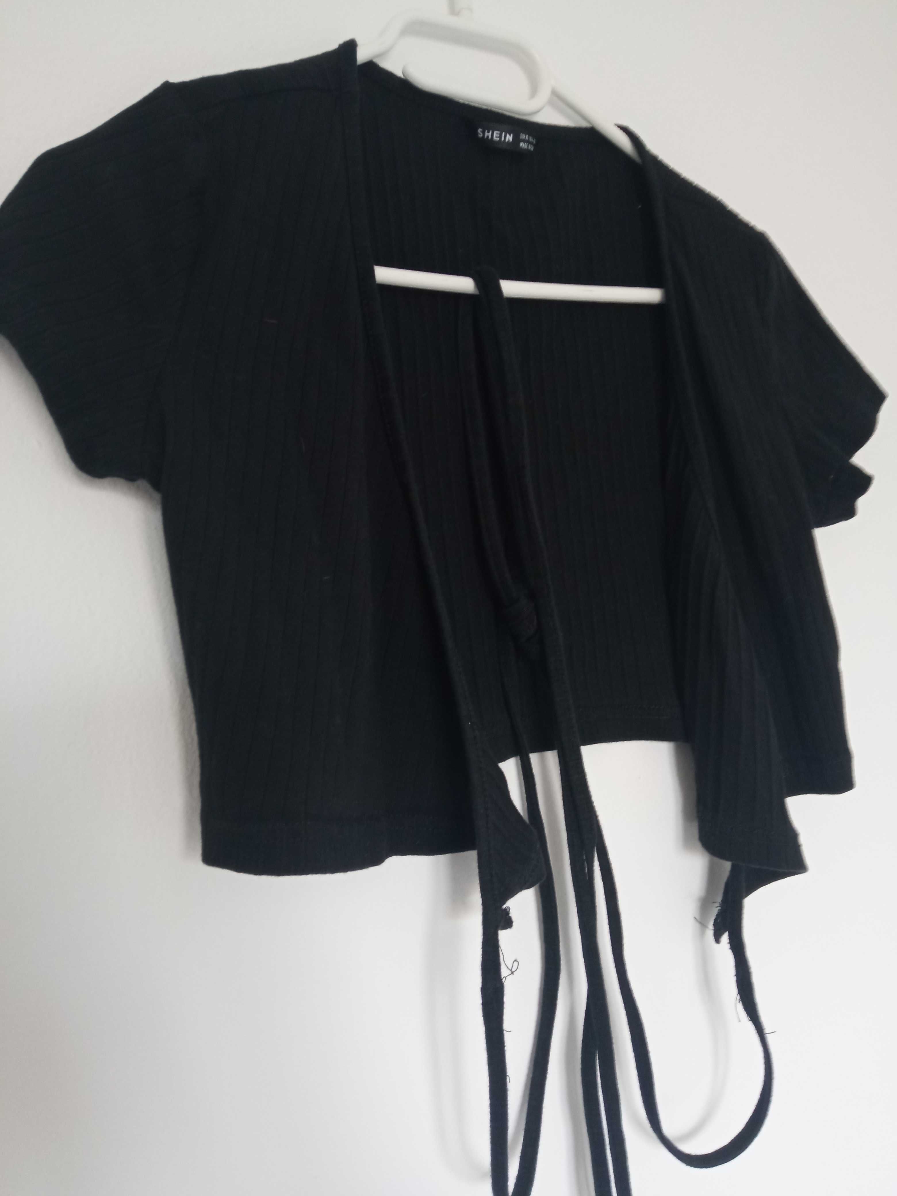 Shein krótki sweter bolerko czarne r XS