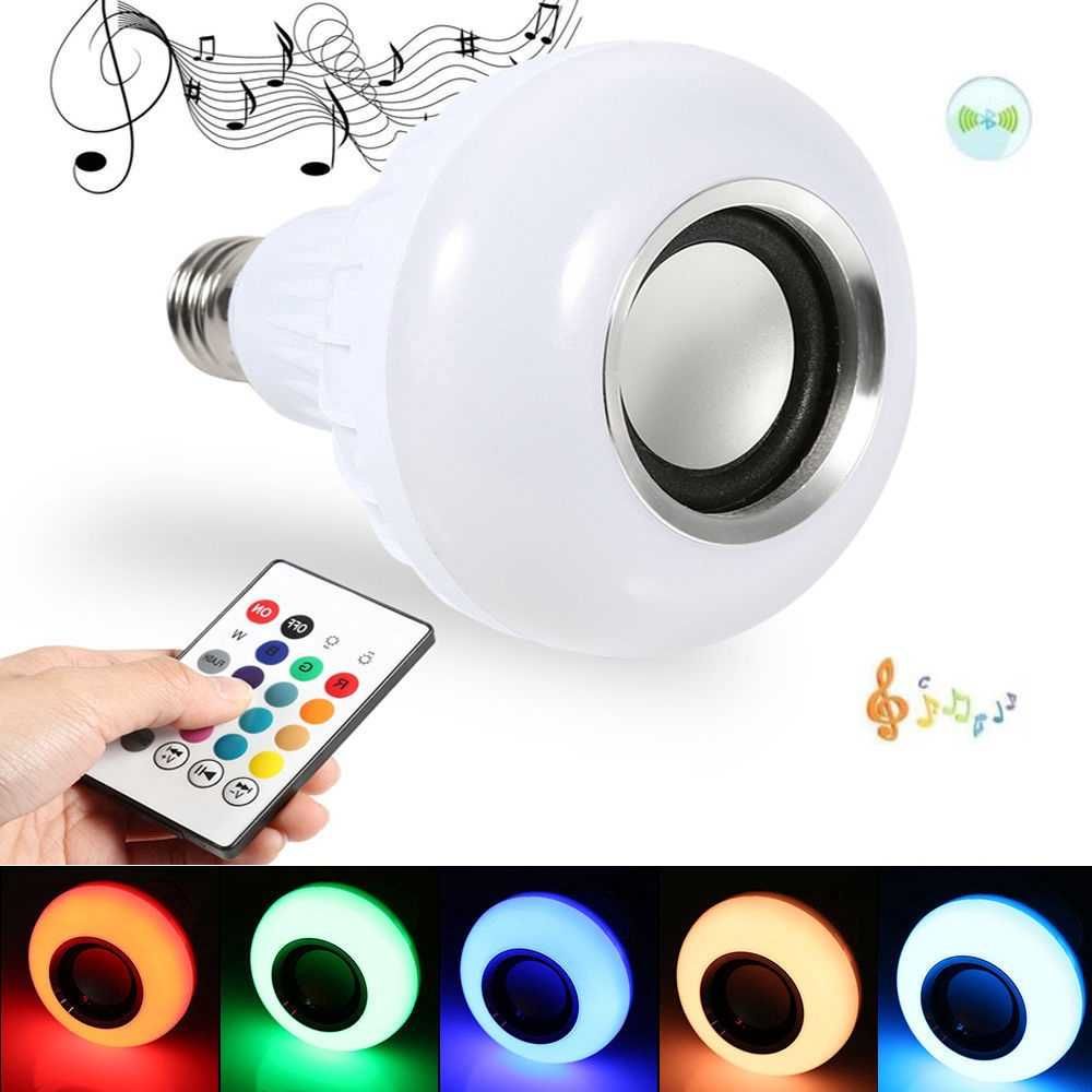 Lâmpada led RGB 12W , alto-falante bluetooth E27