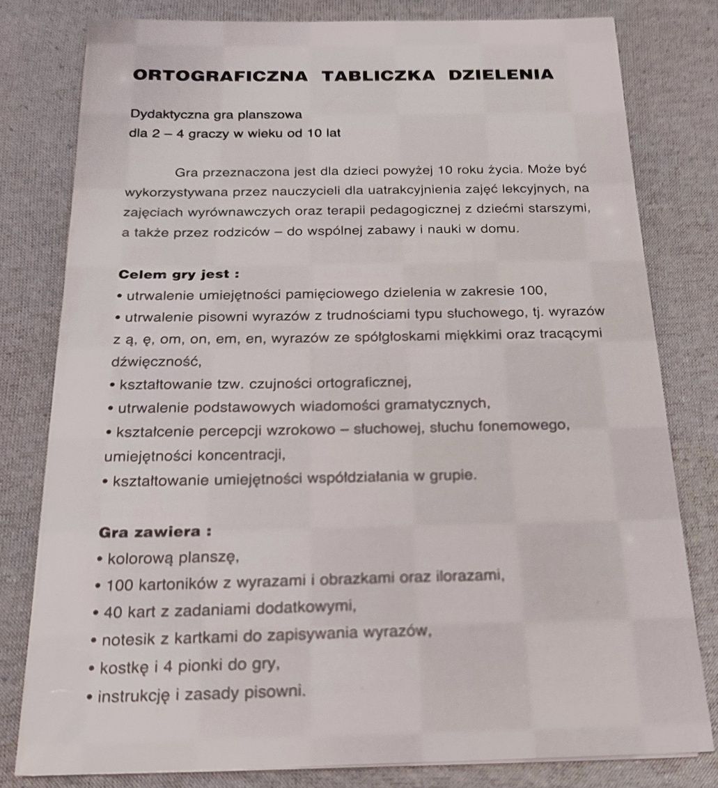 Ortograficzna tabliczka dzielenia – gra edukacyjna [Trefl]