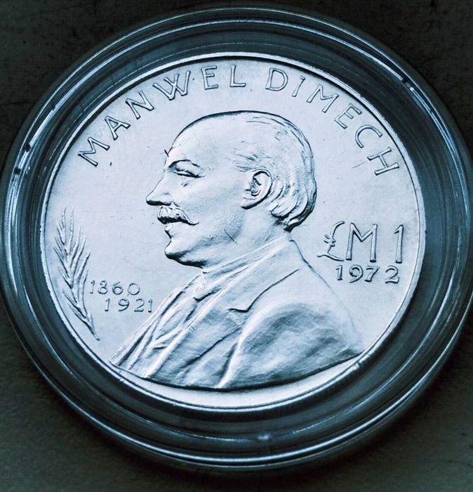 Malta 1 Lira 1972 r M. Dimech srebro próby 987