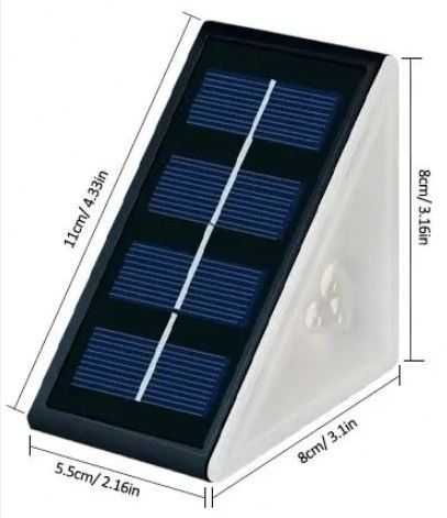 Lampka solarna LED - oświetlenie schodowe z czujnikiem zmierzchu- 4szt