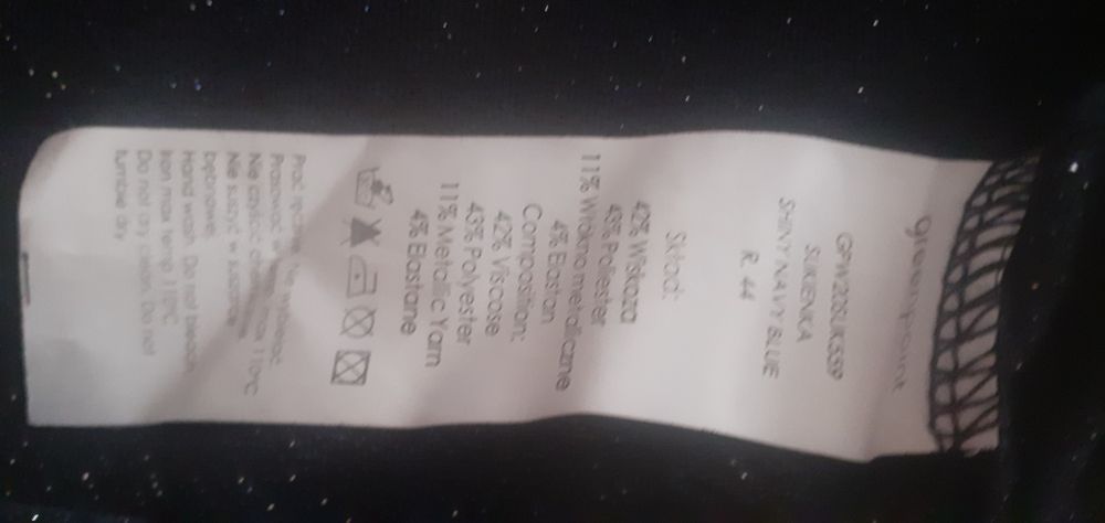 Granatowa sukienka z metaliczną nitką  roz.44