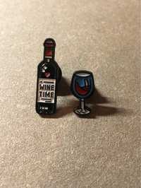 Przypinka pin wino prosecco wine time + glass kieliszek