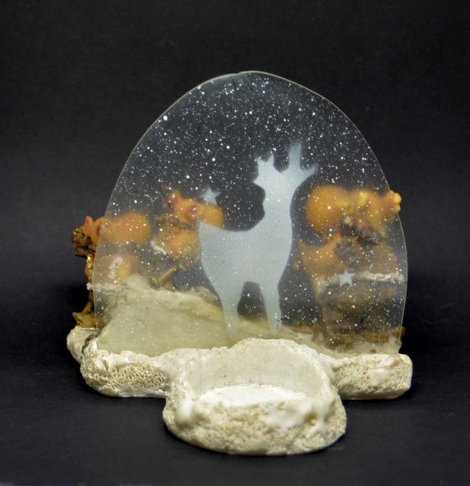 Boże Narodzenie Świecznik Lampion na Tealight Rodzina Reniferów