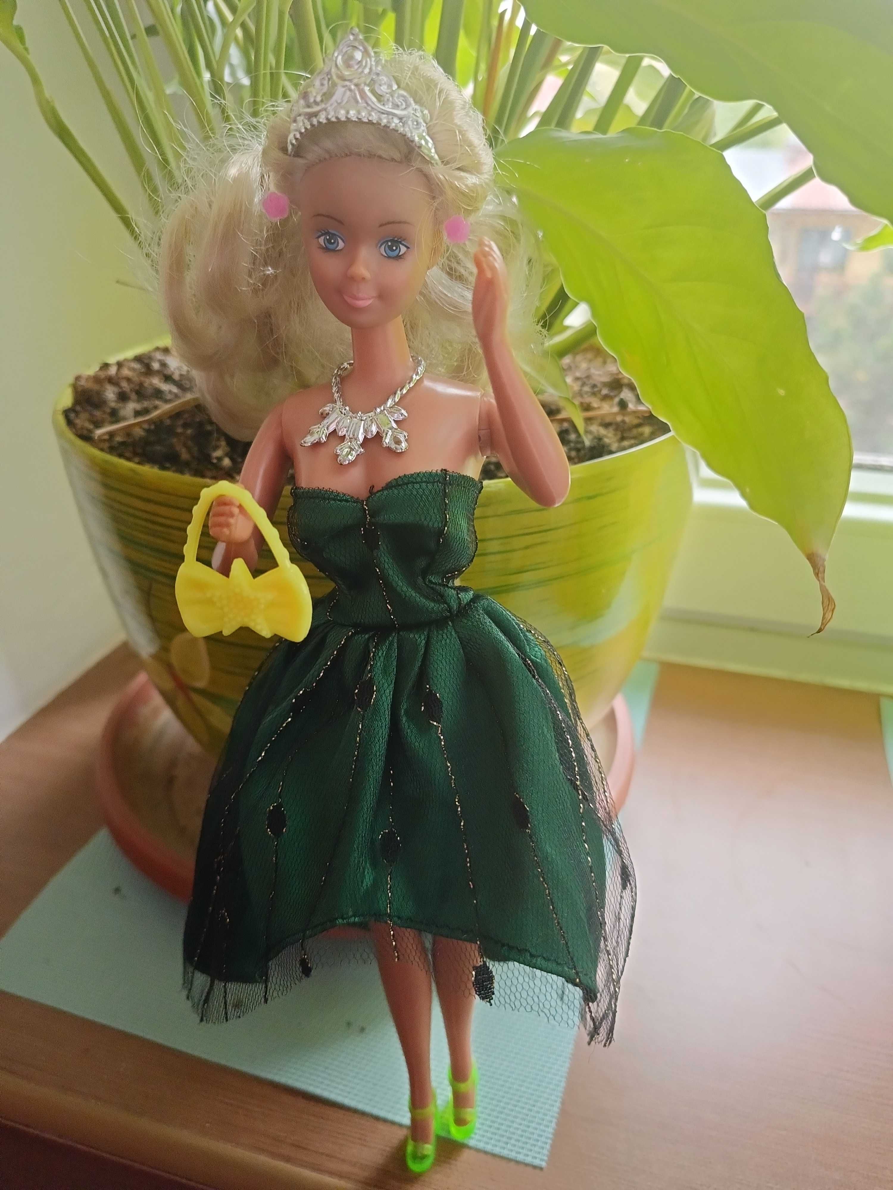 Nowa zielona sukienka dla lalki barbie - zestaw 6 częściowy