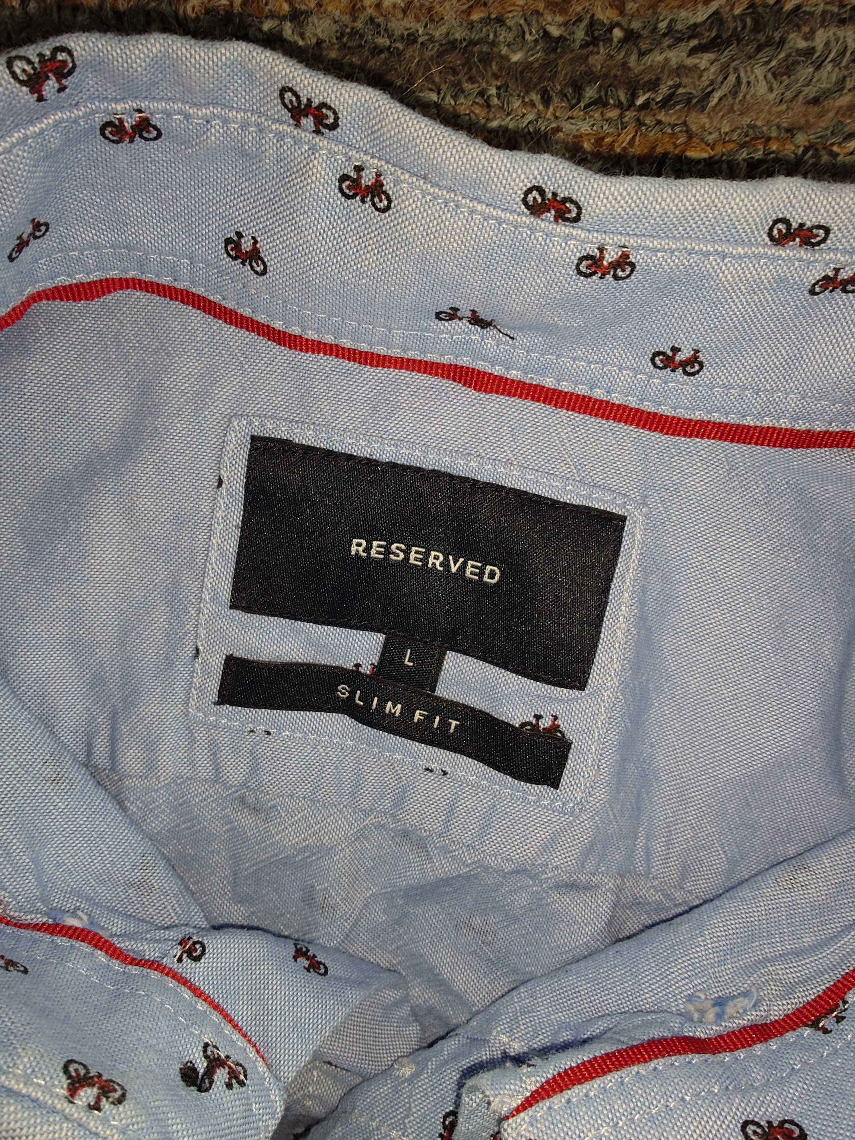 Koszula Reserved r. L / slim fit / w rowery / z krótkim rękawem