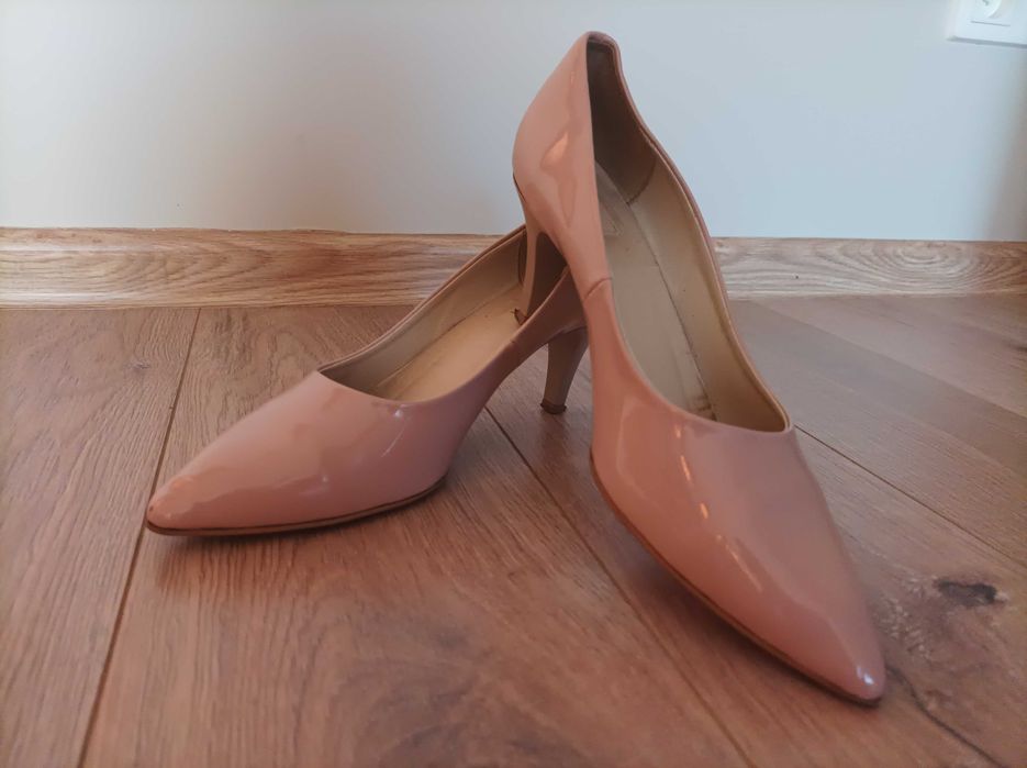 Szpilki, buty na obcasie 39, pudrowy róż
