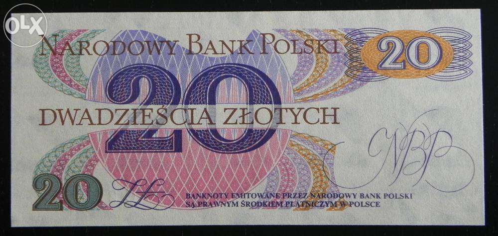 Banknot 20 zł, 1982, rzadka seria AC, SUPER RARYTAS