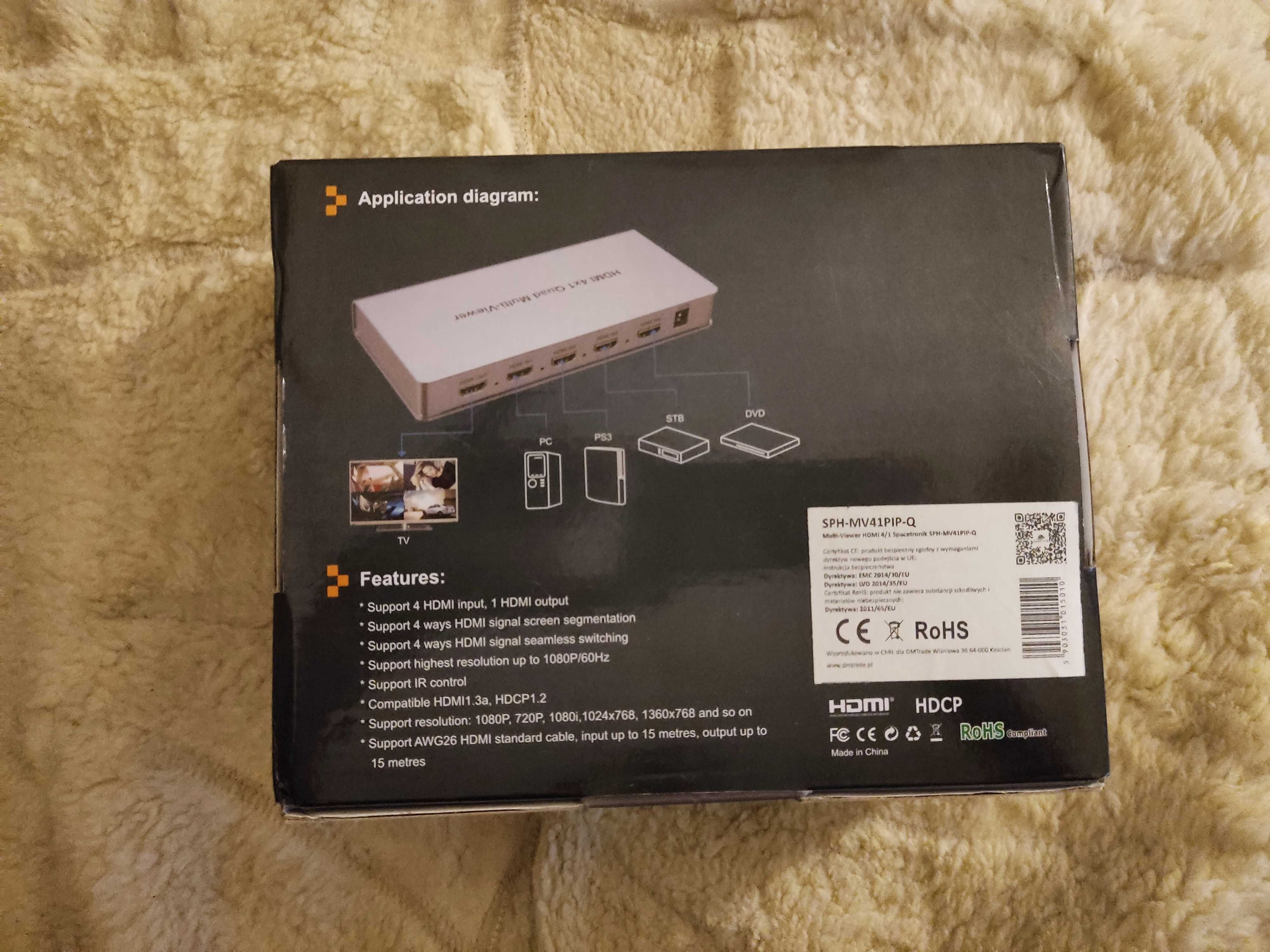 HDMI 4x1 Quad Multi-Viewer 4 ekrany w 1 FullHD