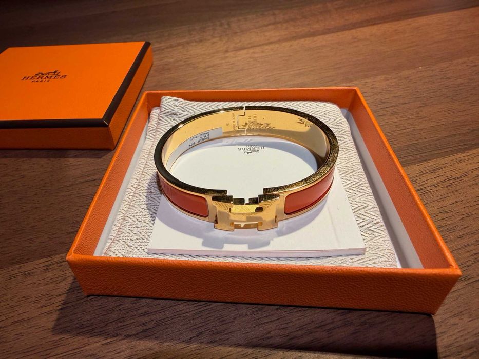 Bransoletka Hermes Clic H - pomarańczowa, nowa