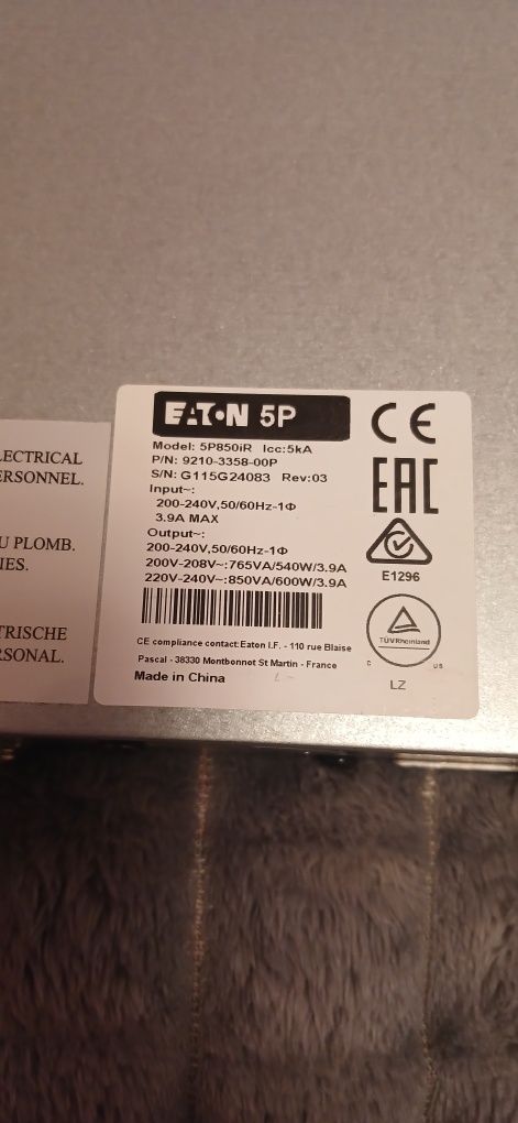 Безперебійник дбж EATON 5P850iR 850va 600w