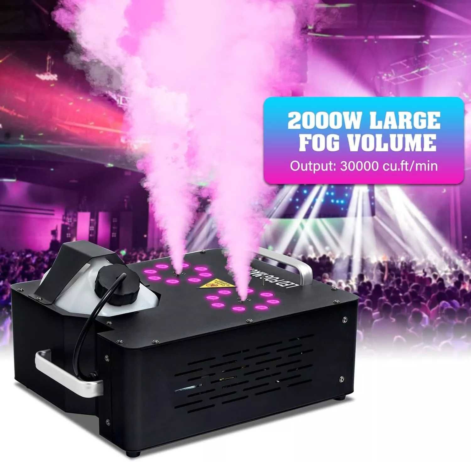 Podwójna maszyna do mgły RGB Oświetlenie sceniczne 16 LED Dym pionowy
