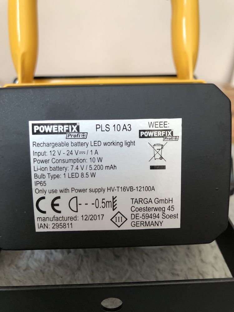 Переносний акумуляторний світильник (ліхтар, фонарь) Powerfix PLS 10 A
