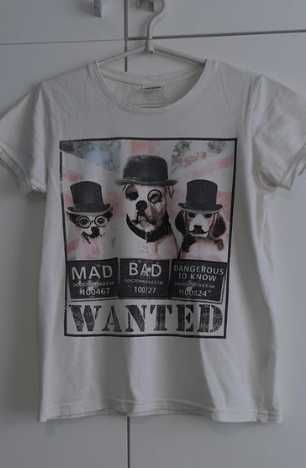Bluzka z krótkim rękawem t-shirt z nadrukiem dla dziewczynki 140