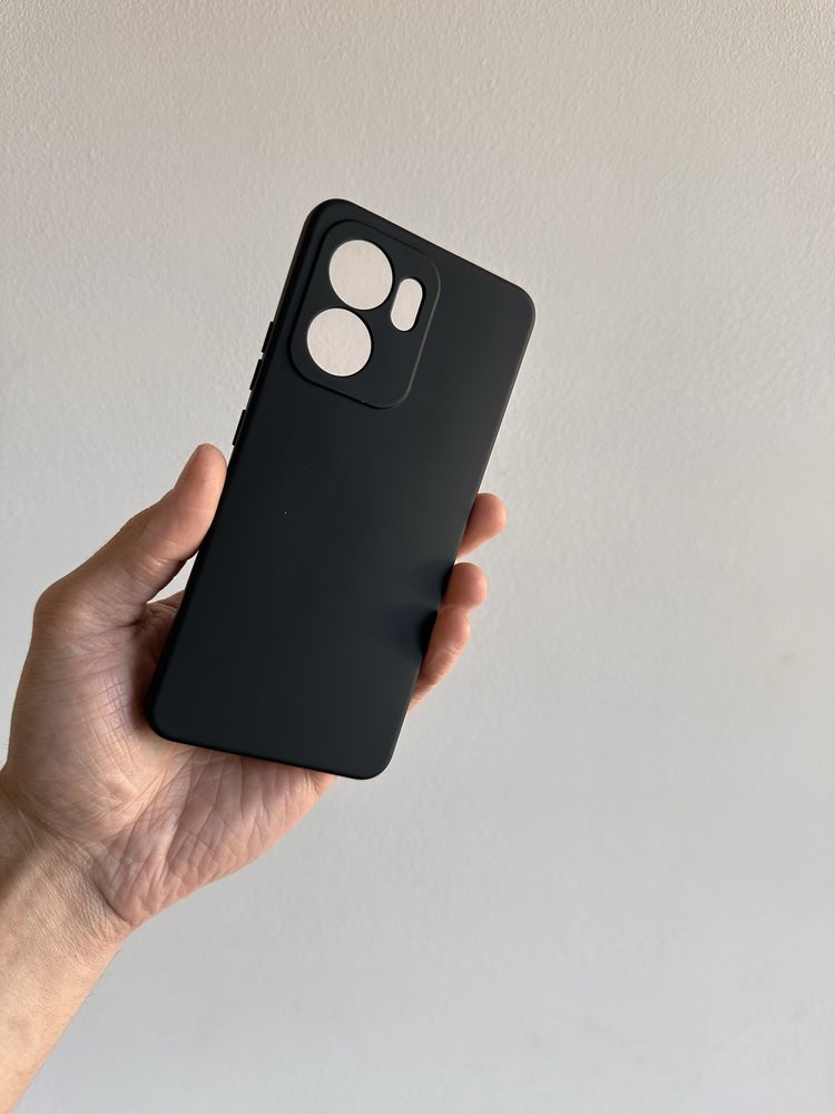 Etui Silicon czarne + SZKŁO cały ekran 9D do OPPO RENO 13F 5G