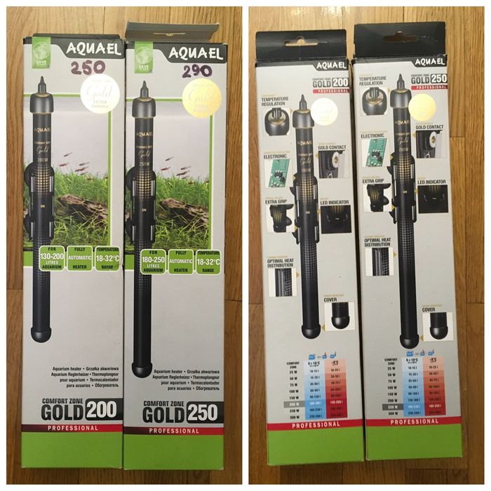 Стеклянный аквариумный обогреватель с позолоченными контактами COMFORT
