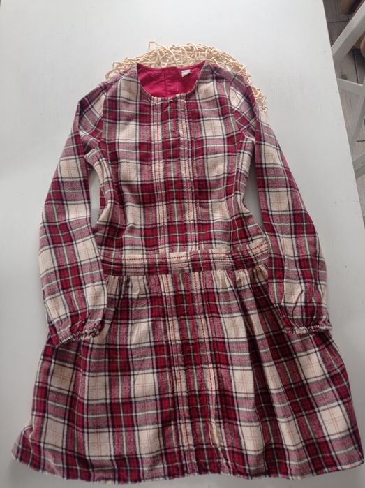 Piękna sukienka w kratkę 146 + gratis