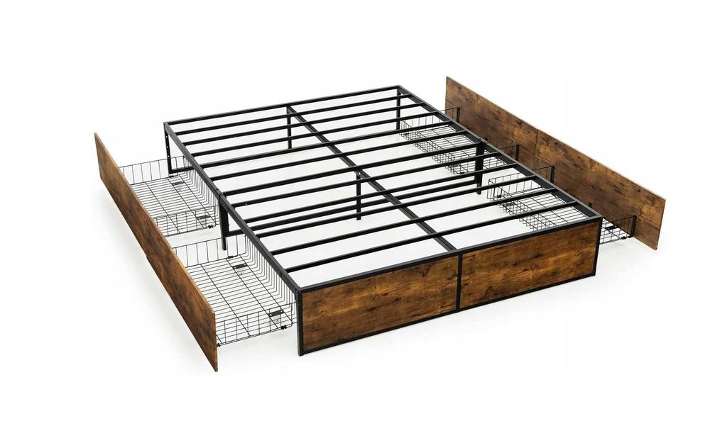 Łóżko do sypialni ,podwójne metalowe 140x200 odcienie brązu nowy