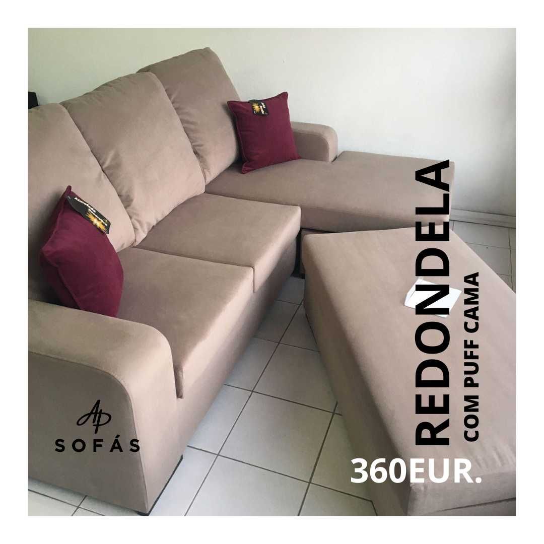 Sofá Chaiselongue Reversível com Puff Cama - Direto da Fábrica