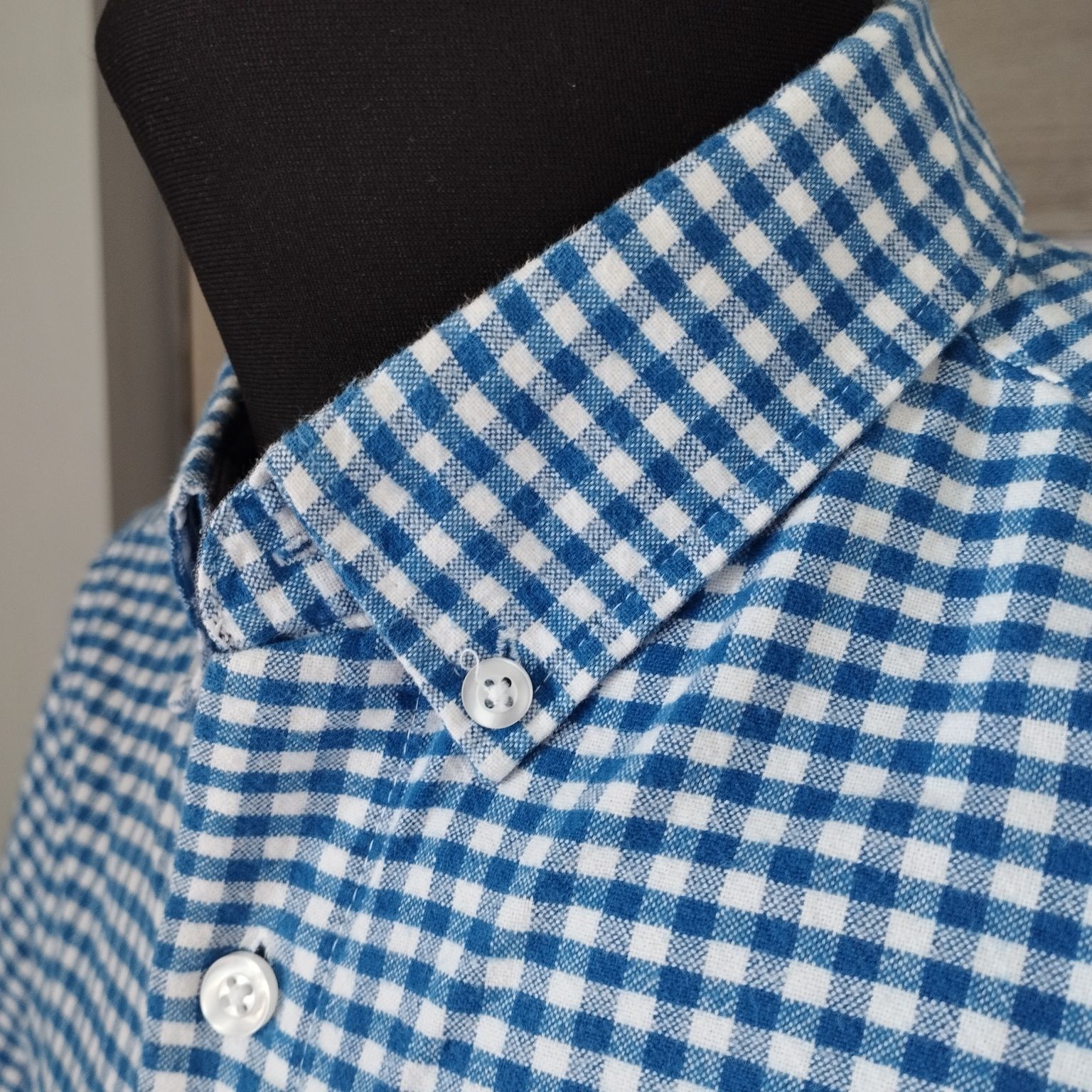 Koszula męska w kratę Primark M slim fit krótki rękaw bawełna jak nowa