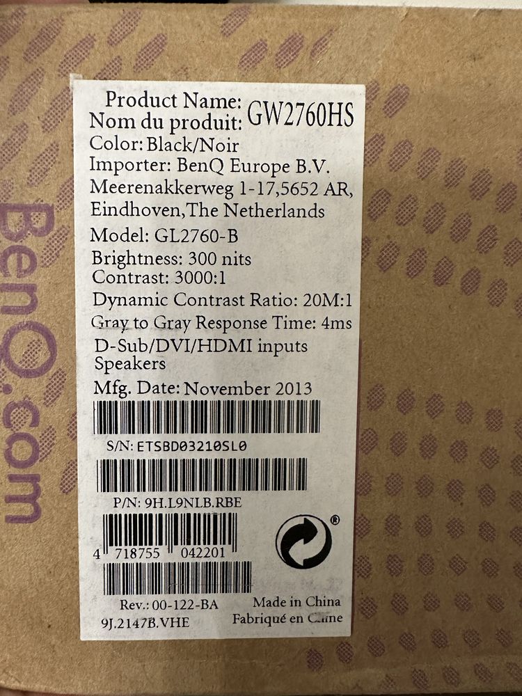Monitor Benq GW2760S - Excelente Estado!