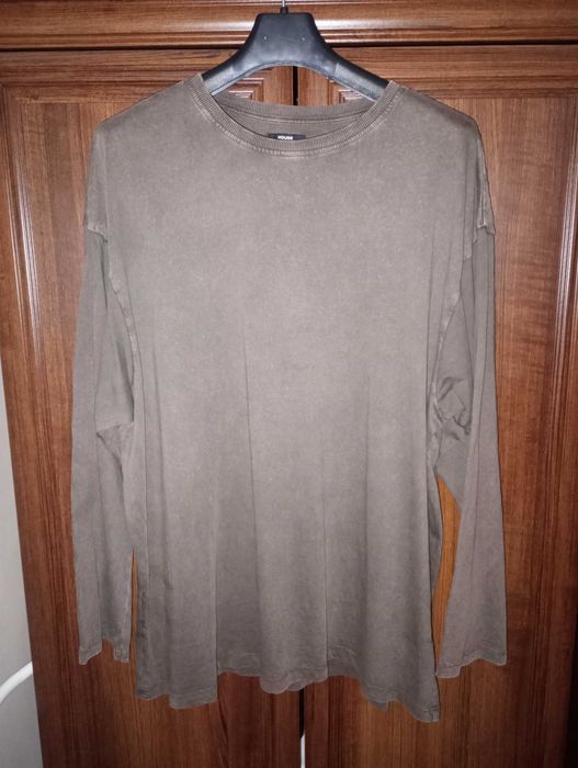 bluzka oversize damska House L acid wash brązowa