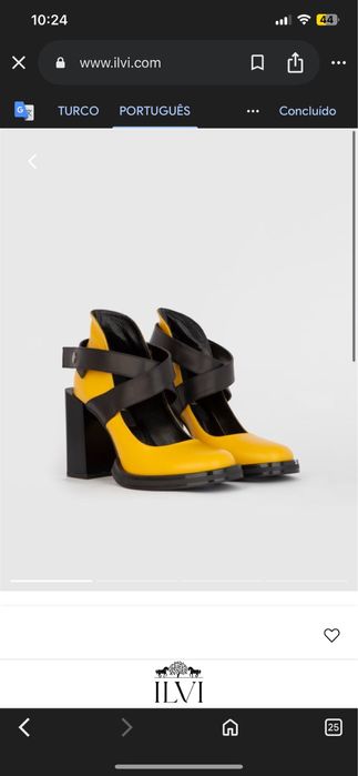 Ilvi sapatos de couro amarelo, usados pouquíssimas vezes
