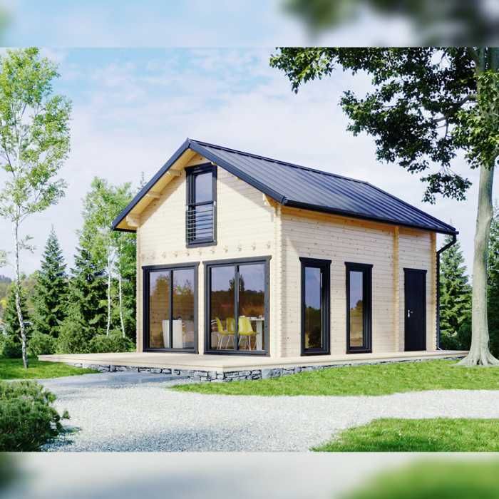 Drewniany domek letniskowy Jan III 65 +27 m2-ROD, ośrodek wypoczynkowy