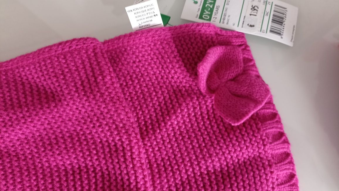 Cachecol Benetton +gorro rosa menina