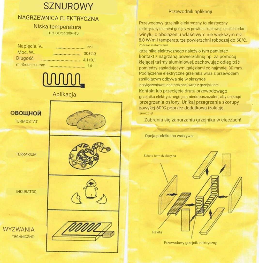 elektryczny przewód grzejny niskotemperaturowy