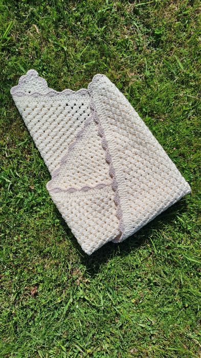 Kocyk niemowlęcy, handmade, wełna merino, chrzest, narodziny