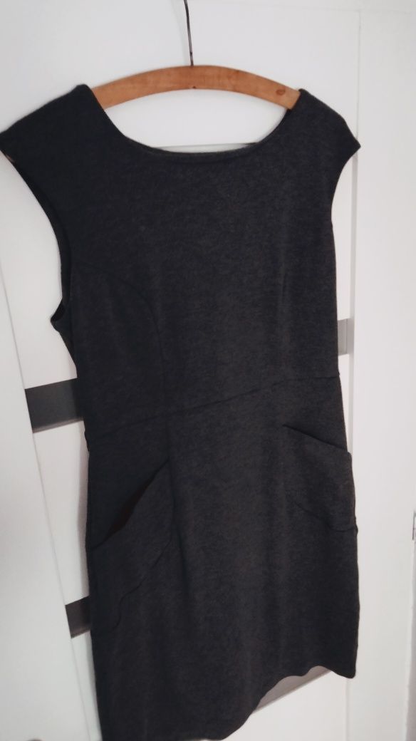 Sukienka damska, elegancka, biurowa, okrągły dekolt, Plus Size, Tu