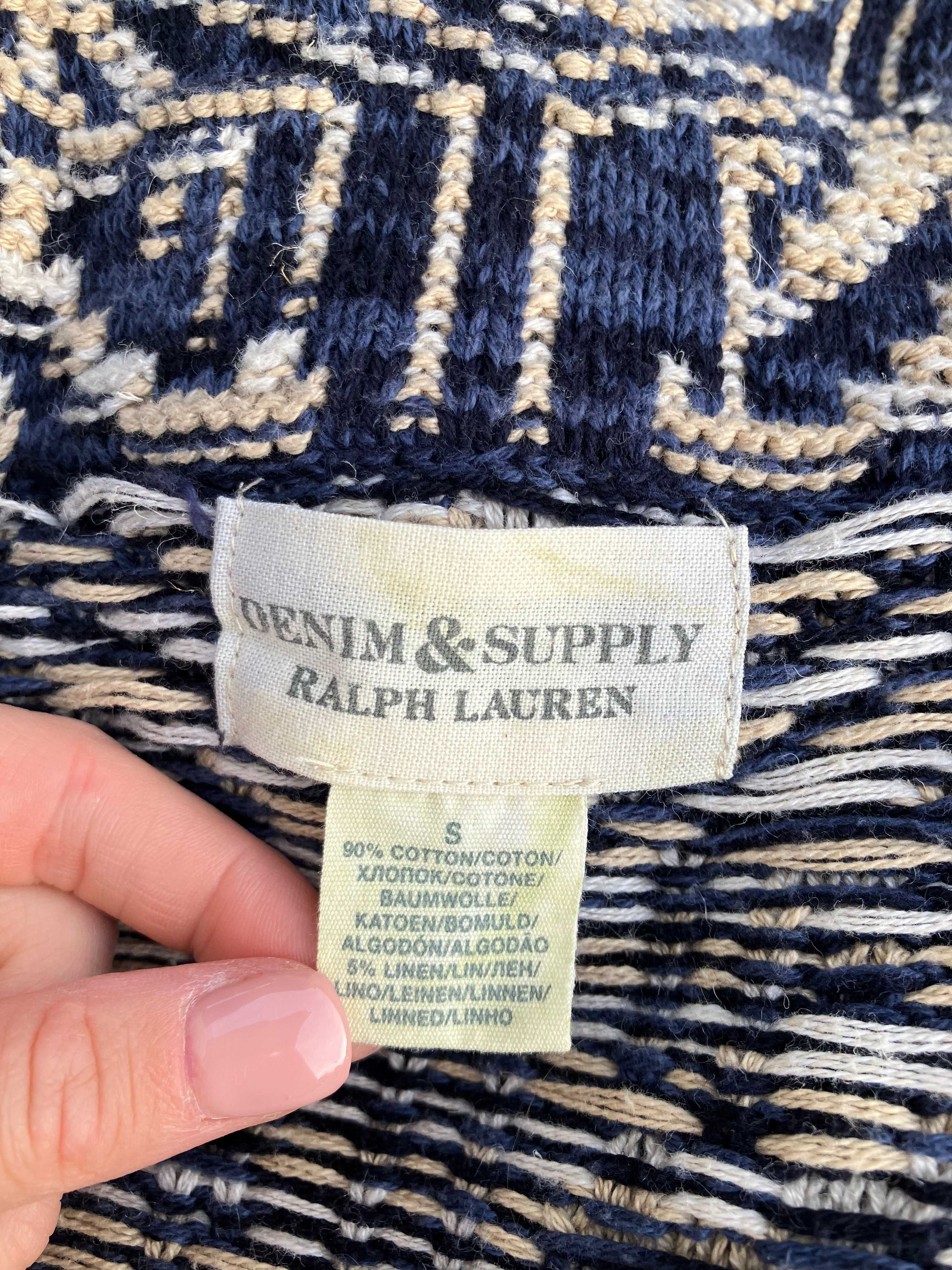 Ralph Lauren żakardowy wzorzysty sweter narzutka blezer bawełna