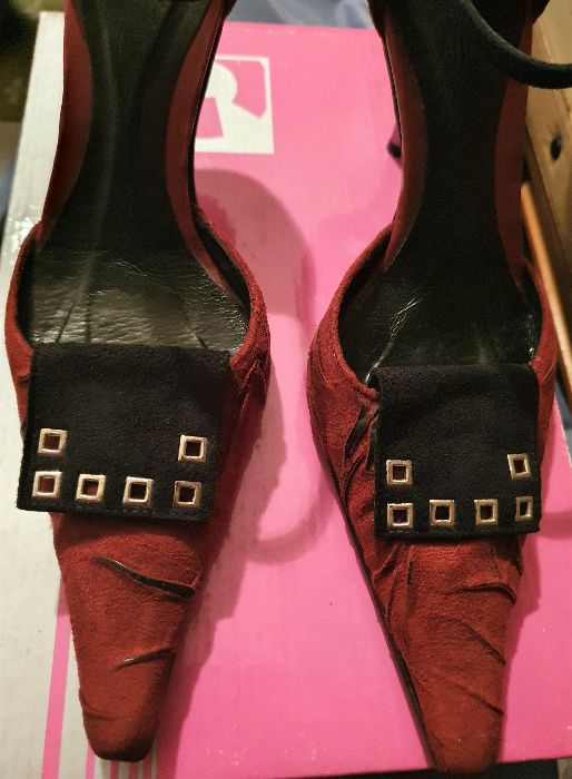 BUTY szpilki damskie ATUT czerwone bordowe 36 skóra retro vintage