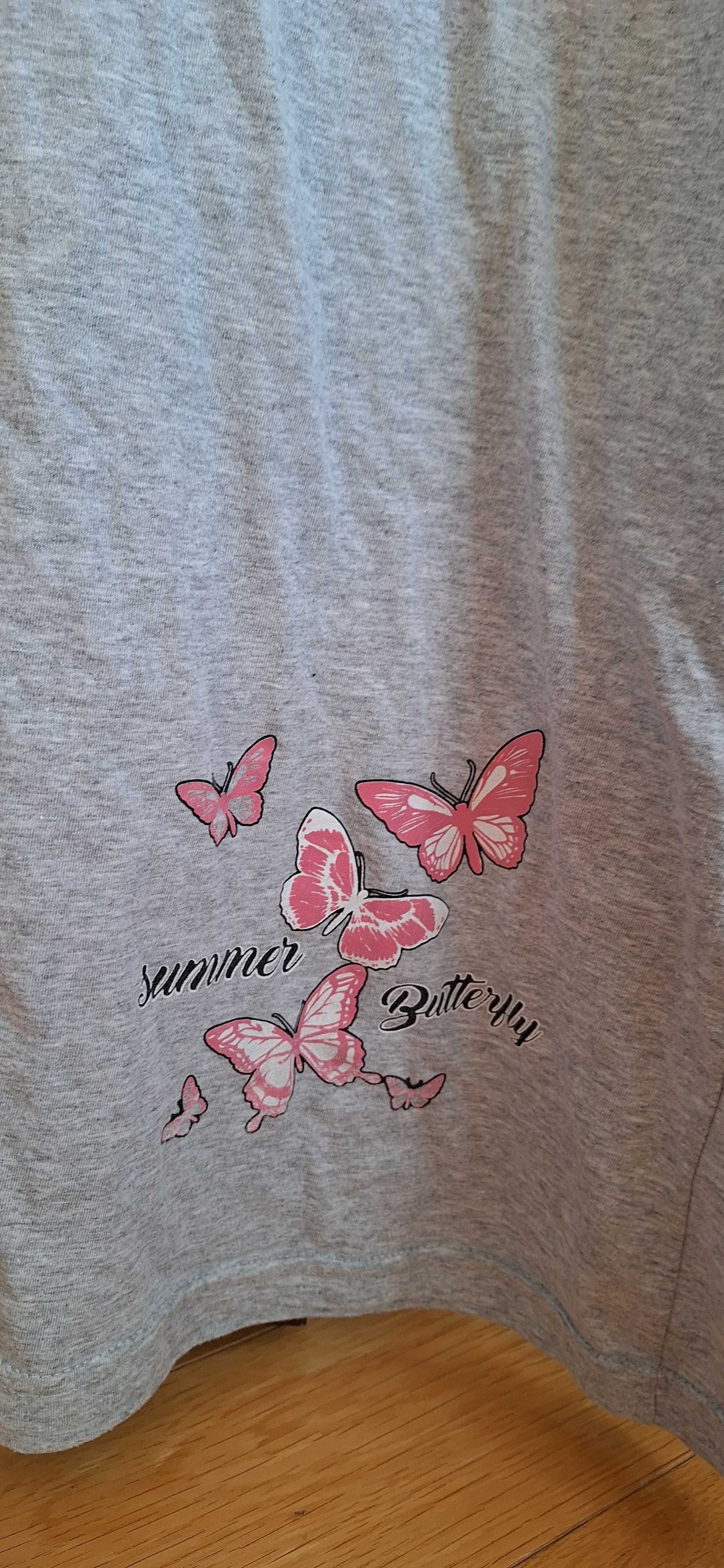 Koszula nocna 2XL do karmienia, bawełniana z motylkami