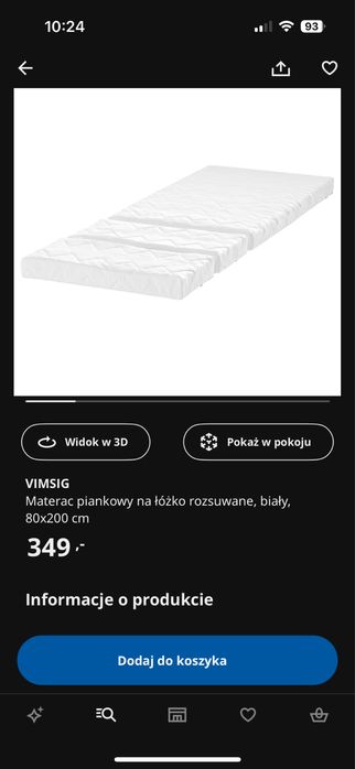 Łóżko dziecięce Minnen z materacem vimsig