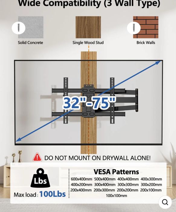 Uchwyt do telewizora uniwersalny z ramieniem 33" 32 do 75cali