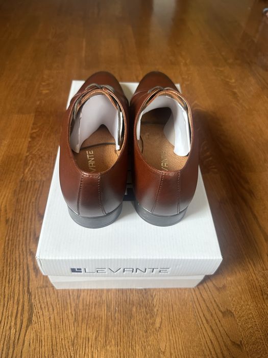 Eleganckie brązowe buty, pólbuty, skóra naturalna R. 40