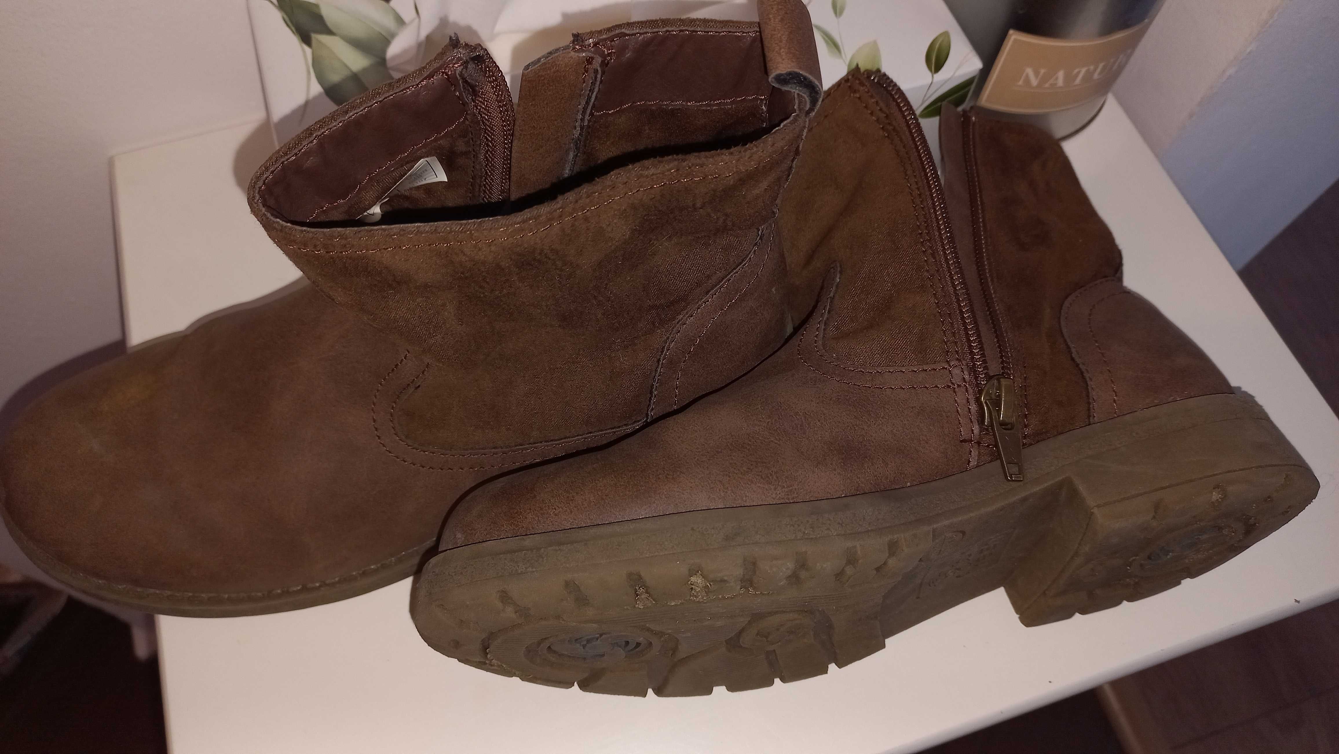 Buty botki dla dziewczynki brązowe kowbojki r.35