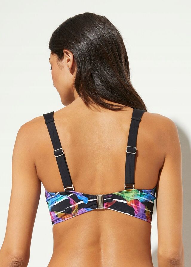 B.P.C. biustonosz bikini minimizer na fiszbinach czarny we wzory 85D.