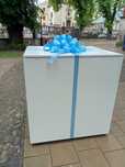 Atrakcja na ślubie białe pudło wypełnione balonami z helem podkarpacie