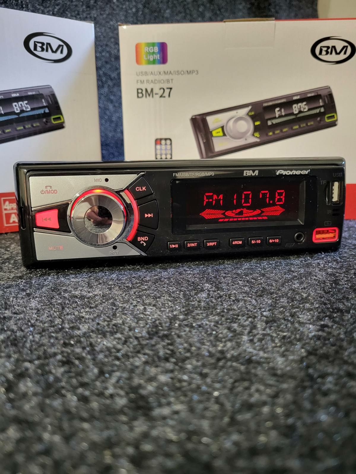 Bluetooth магнітола Pioneer BM-27/автомагнітола/USB/AUX/RGB підсвітка